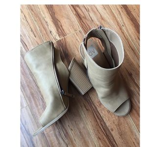 Double Zip Booties With Open Toe & Block Heel